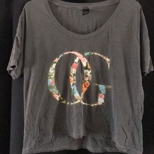 Obey OG floral grey crop top